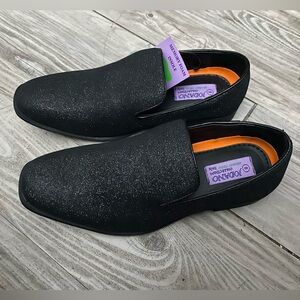 Jodano Italy Men’s Black Glitter Dress Shoes Slip On Loafers  Sz 8